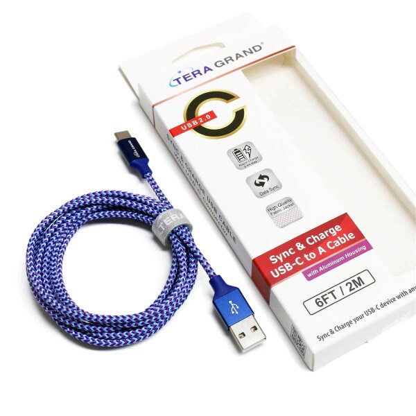 6FT USB 2.0 USB-C Braided Purple/Blue Cable